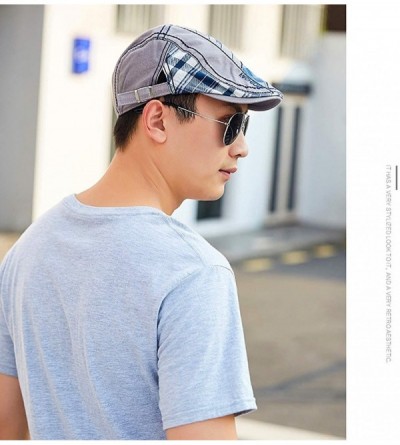 Newsboy Caps Men Beret Hat Cotton Buckle Adjustable Newsboy Hats Cabbie Gatsby Cap - Hat-t4-grey - CG18TA7TTS4 $16.60