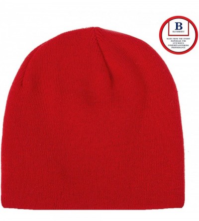 Skullies & Beanies 8" Stretch Beanie Watch Hat -Acrylic Rib Knit Winter Skully Cap - Red - CC18XEMZ7Z3 $8.45