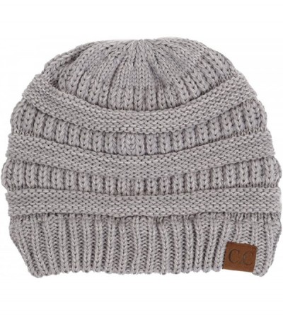 Skullies & Beanies C.C Warm Soft Cable Knit Skull Cap Slouchy Beanie Winter Hat - 2 Tone Grey 28 - CQ12NS19FBY $8.81