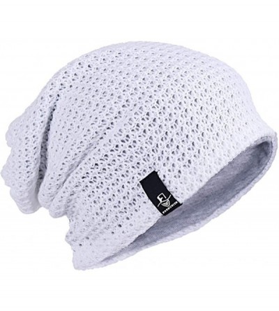 Skullies & Beanies Mens Slouchy Long Oversized Beanie Knit Cap for Summer Winter B08 - White - CL12M0HUBID $13.06