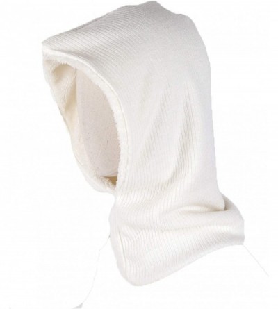 Skullies & Beanies Outdoor Warmer Fleece Hooded Scarf Hat Double Layers Warm Hoodie Hat - White - CO18KK3TCYR $11.14