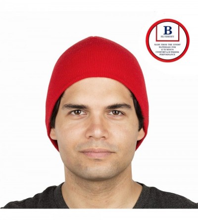 Skullies & Beanies 8" Stretch Beanie Watch Hat -Acrylic Rib Knit Winter Skully Cap - Red - CC18XEMZ7Z3 $8.45