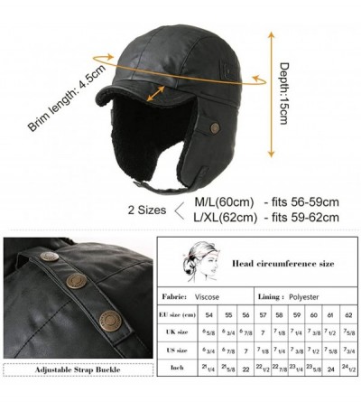 Bomber Hats Waterproof Winter Faux Leather Aviator Pilot Cap Earflap Hunting Trapper Hat Outdoor Cold Weather Ski Snow Hat - ...