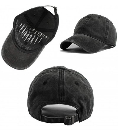 Baseball Caps Women's&Men's Pocket Design Adjustable Washed Baseball Cap Unisex Hats - Black - CQ193USRM3K $30.26