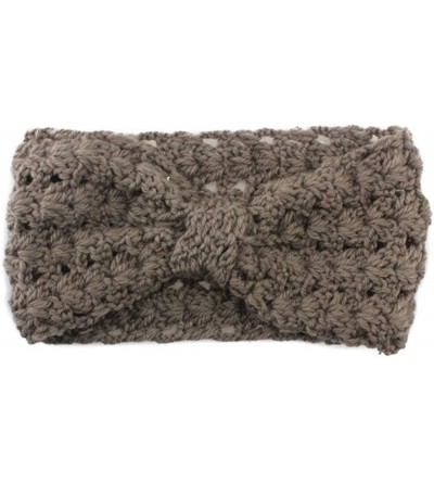 Headbands Retro Bohemian Beads Cable Knitted Winter Turban Ear Warmer Headband - Brown - CZ189SY794X $9.08