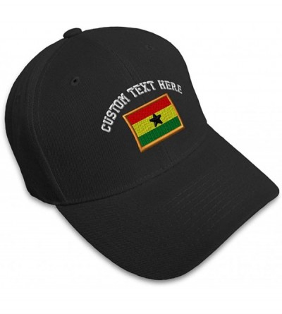 Baseball Caps Custom Baseball Cap Ghana Embroidery Dad Hats for Men & Women Strap Closure - Black - C218SDYQYTK $40.57