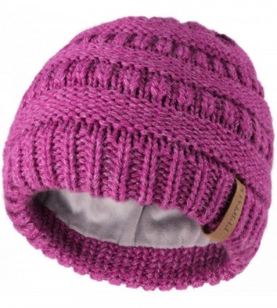 Skullies & Beanies Kids Girls Boys Winter Knit Beanie Hats Bobble Ski Cap Toddler Baby Hats 1-6 Years Old - 13-flowerrose - C...