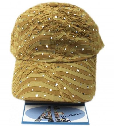 Baseball Caps Rhinestone Glitter Sequin Baseball Cap Hat Adjustable - Gold - CP17Y2DAE4K $29.81