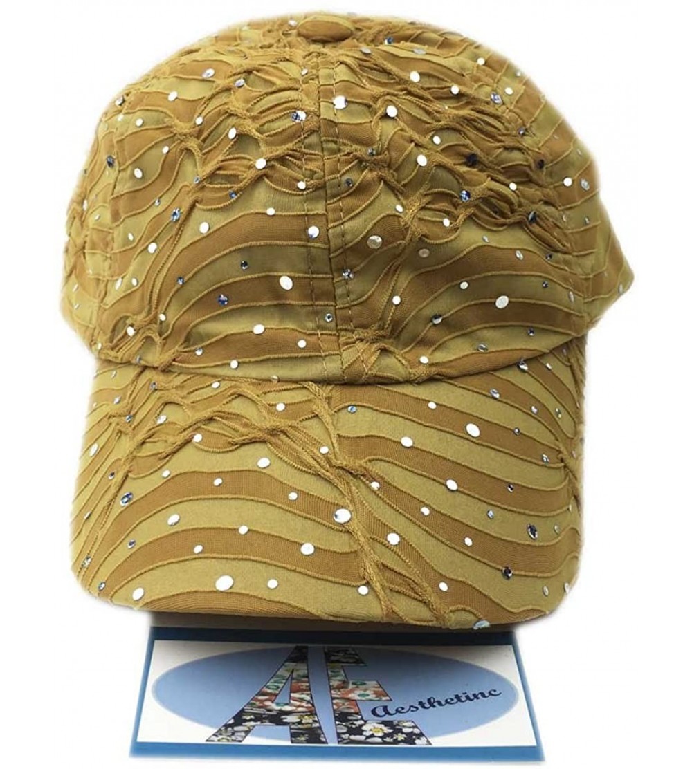 Baseball Caps Rhinestone Glitter Sequin Baseball Cap Hat Adjustable - Gold - CP17Y2DAE4K $19.47