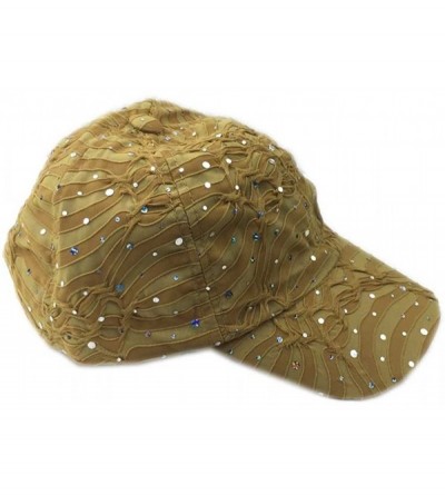 Baseball Caps Rhinestone Glitter Sequin Baseball Cap Hat Adjustable - Gold - CP17Y2DAE4K $19.47