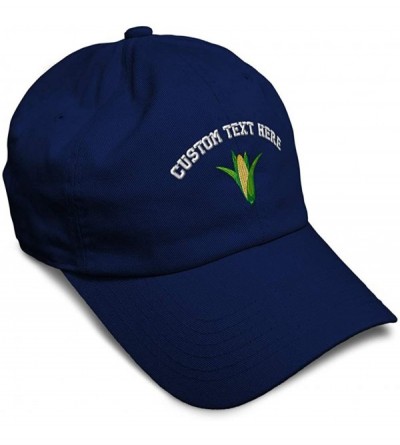 Baseball Caps Custom Soft Baseball Cap Ear of Corn Embroidery Dad Hats for Men & Women - Navy - C118SHIUKAU $39.93
