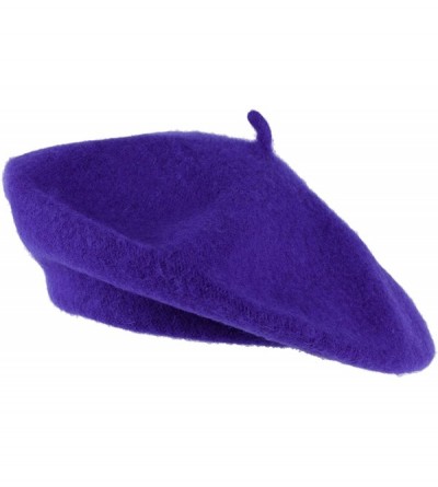 Berets Wool Blend French Beret for Men and Women in Plain Colours - Royal Blue - CB12NR38N6T $11.02