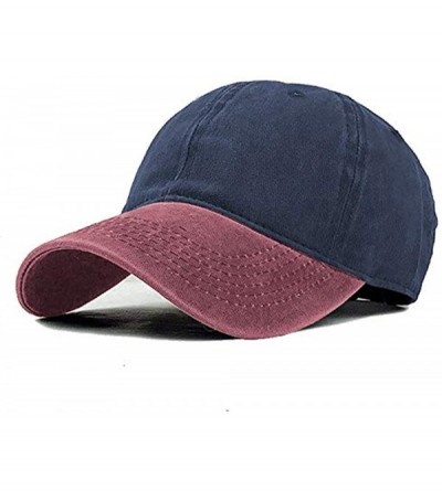 Baseball Caps Men Women Baseball Cap Vintage Cotton Washed Distressed Hats Twill Plain Adjustable Dad-Hat - P-navy+burgundy -...