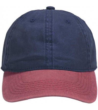 Baseball Caps Men Women Baseball Cap Vintage Cotton Washed Distressed Hats Twill Plain Adjustable Dad-Hat - P-navy+burgundy -...