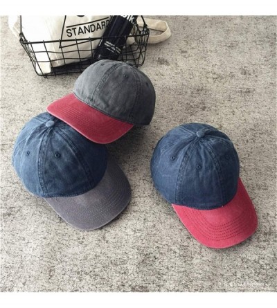 Baseball Caps Men Women Baseball Cap Vintage Cotton Washed Distressed Hats Twill Plain Adjustable Dad-Hat - P-navy+burgundy -...