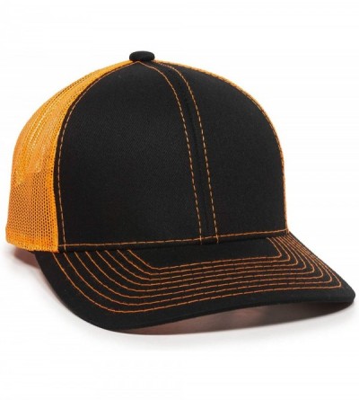 Baseball Caps Structured mesh Back Trucker Cap - Black/Neon Orange - CG1836HL80M $16.44