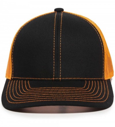 Baseball Caps Structured mesh Back Trucker Cap - Black/Neon Orange - CG1836HL80M $16.44