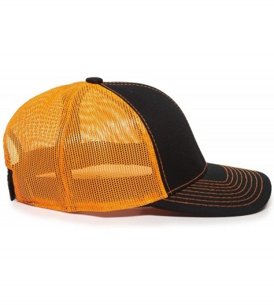 Baseball Caps Structured mesh Back Trucker Cap - Black/Neon Orange - CG1836HL80M $16.44