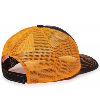 Baseball Caps Structured mesh Back Trucker Cap - Black/Neon Orange - CG1836HL80M $16.44