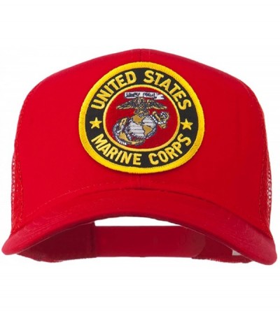 Baseball Caps Round US Marine Corps Patched Mesh Cap - Red - CG11RNPOFVH $17.88