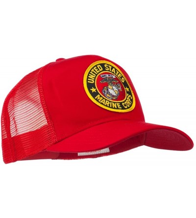 Baseball Caps Round US Marine Corps Patched Mesh Cap - Red - CG11RNPOFVH $17.88