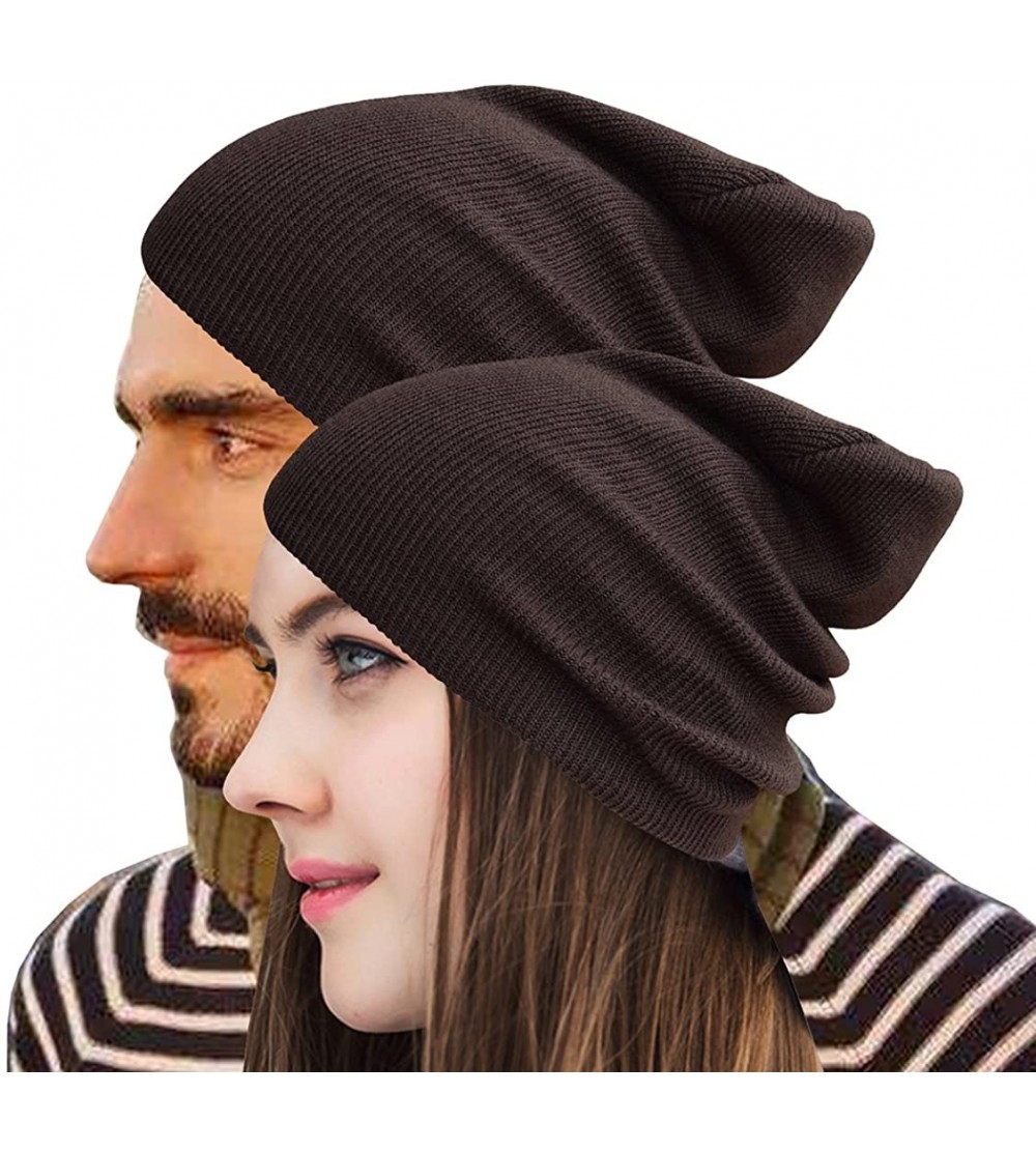 Skullies & Beanies Beanie Warm Comfortable Soft Oversized Thick Cable Knitted Hat Unisex Knit Caps - Brown - CM184WEN8ZQ $10.83