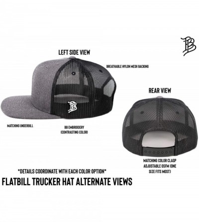 Baseball Caps 'The Patriot' Leather Patch Hat Flat Trucker - One Size Fits All - Black/White - CY18IGR2K59 $23.00