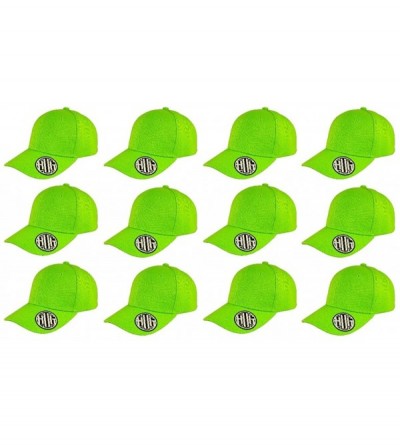 Baseball Caps ( Pack of 12 ) Classic Premium Baseball Cap Adjustable Size Plain Hat Unisex - Lime - C31865ETU87 $41.48