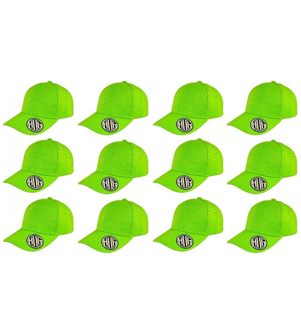 Baseball Caps ( Pack of 12 ) Classic Premium Baseball Cap Adjustable Size Plain Hat Unisex - Lime - C31865ETU87 $41.48