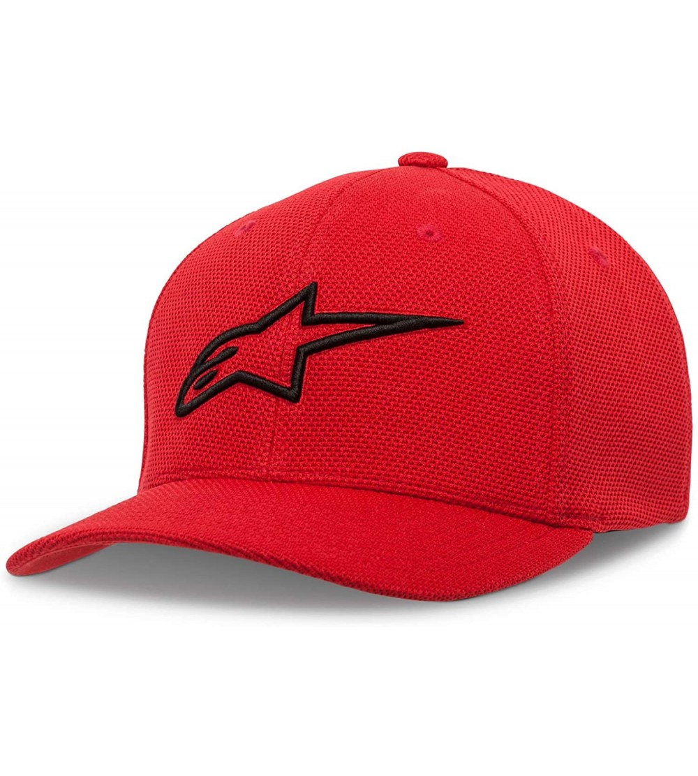 Baseball Caps Men's Logo Flexfit Mock Mesh Hat Curved Bill - Ageless Mock Mesh Hart Red/Black - CK18HG5NO09 $35.96