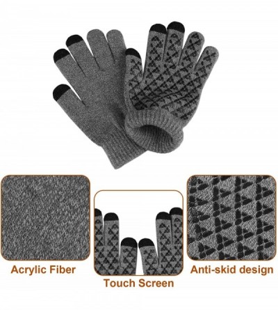 Skullies & Beanies 3 Pieces- Winter Beanie Hat + Scarf + Touch Screen GlovesHat Scarf Glove - Gray - CC193N3K430 $12.93
