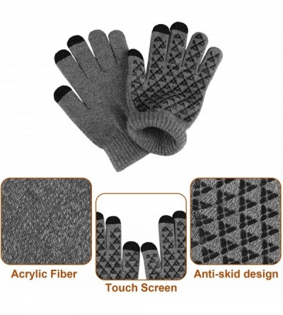 Skullies & Beanies 3 Pieces- Winter Beanie Hat + Scarf + Touch Screen GlovesHat Scarf Glove - Gray - CC193N3K430 $12.93