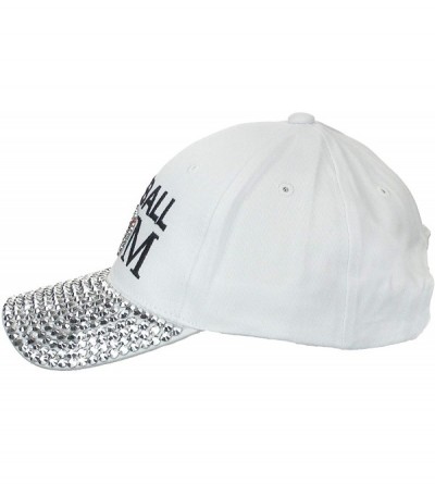 Baseball Caps Women's 100% Cotton Sports Mom Bling Baseball Cap with Crystal Brim - White - Baseball Mom - CQ18SKQ3UA8 $9.38