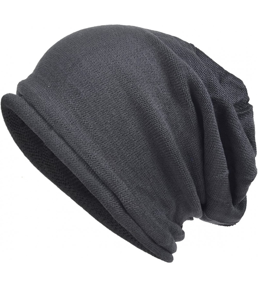 Skullies & Beanies Men's Cool Cotton Beanie Slouch Skull Cap Long Baggy Hip-hop Winter Summer Hat - Roll-grey - CV12N7V14L9 $...