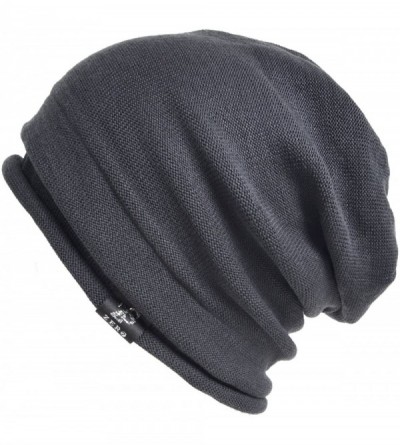 Skullies & Beanies Men's Cool Cotton Beanie Slouch Skull Cap Long Baggy Hip-hop Winter Summer Hat - Roll-grey - CV12N7V14L9 $...