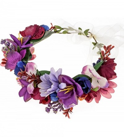 Headbands Maternity Woodland Photo Shoot Peony Flower Crown Hair Wreath Wedding Headband BC44 - Style 1 Dark Purple - CE1853K...