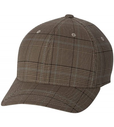 Baseball Caps Premium Original Glen Check Plaid Hat Baseball Blank Cap Fitted Flex Fit 6196 - Brown / Khaki - C711EU38MFZ $13.25