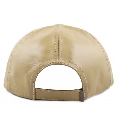 Baseball Caps Leather Hat Made in USA Genuine Leather Plain Baseball One Size Cap Hat - Khaki - CC12G8Z5GXX $15.02