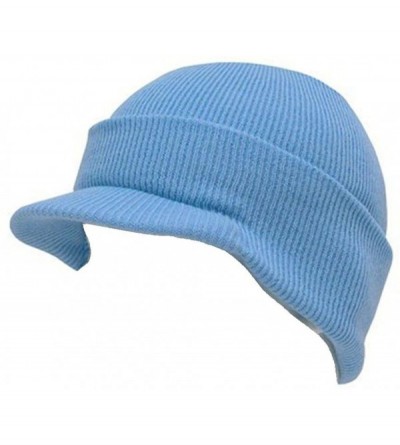 Skullies & Beanies Cuffed Knit Visor Beanie Jeep Cap - Sky Blue - C9110DKALKR $10.84