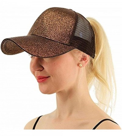 Baseball Caps Ponytail Cap Messy Trucker Adjustable Visor Baseball Cap Hat Unisex - Glitter Coffee - CG18EYIG6YE $14.45