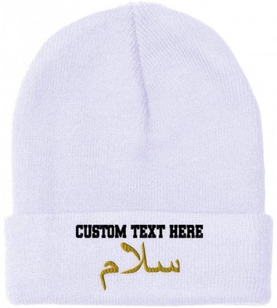Skullies & Beanies Custom Beanie for Men & Women Peace Salam Arabic A Embroidery Skull Cap Hat - White - CM18ZWOEKMU $13.21
