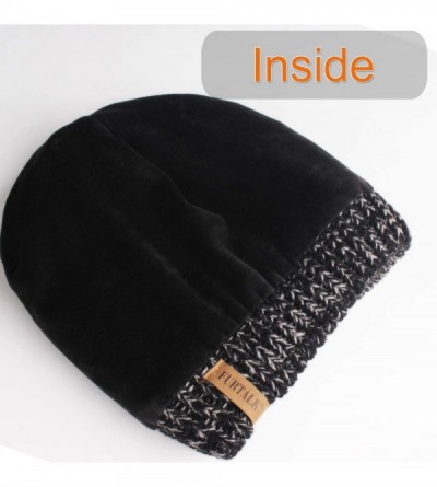 Skullies & Beanies Winter Slouchy Beanie Hats Women Fleece Lined Warm Ski Knitted Pom Pom Hat - 11-black Gray - CX18UQ43CRH $...