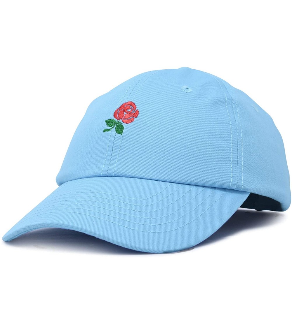 Baseball Caps Women's Rose Baseball Cap Flower Hat - Light Blue - CC18OSW8CW2 $14.85