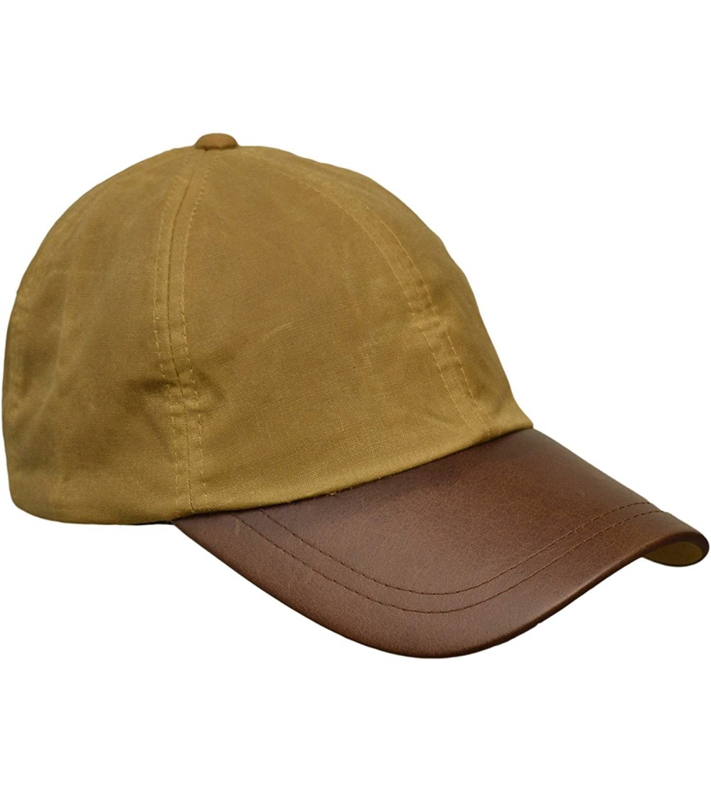 Baseball Caps Mens Ladies Wax Baseball Cap Waxed 100% Cotton Leather Peak One-Size - Beige - CS11RBZONIJ $22.62