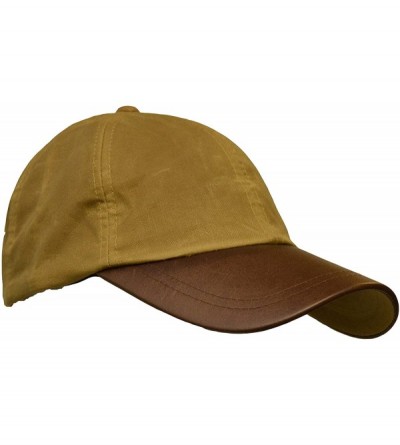 Baseball Caps Mens Ladies Wax Baseball Cap Waxed 100% Cotton Leather Peak One-Size - Beige - CS11RBZONIJ $22.62