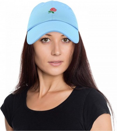 Baseball Caps Women's Rose Baseball Cap Flower Hat - Light Blue - CC18OSW8CW2 $14.85