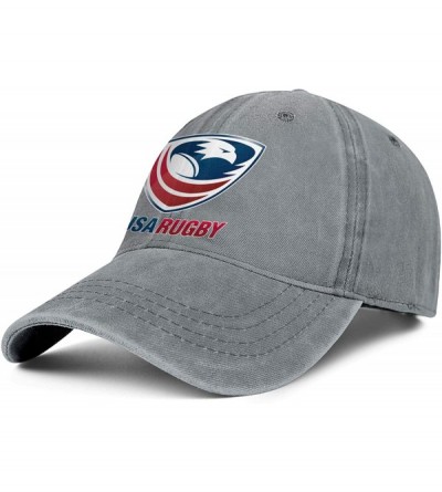 Baseball Caps Unisex Man's USA Rugby Denim Hats Baseball Hats Adjustable Driving Cap - Grey-32 - CH18WG994WE $30.23