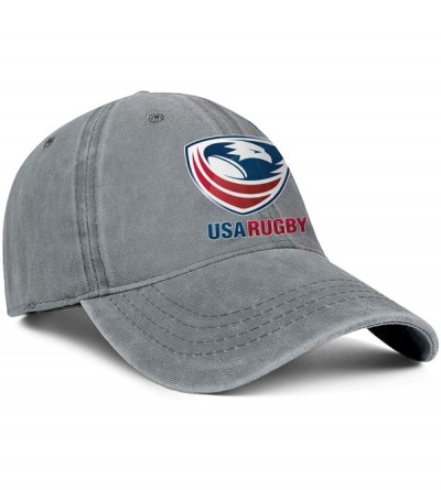 Baseball Caps Unisex Man's USA Rugby Denim Hats Baseball Hats Adjustable Driving Cap - Grey-32 - CH18WG994WE $16.75