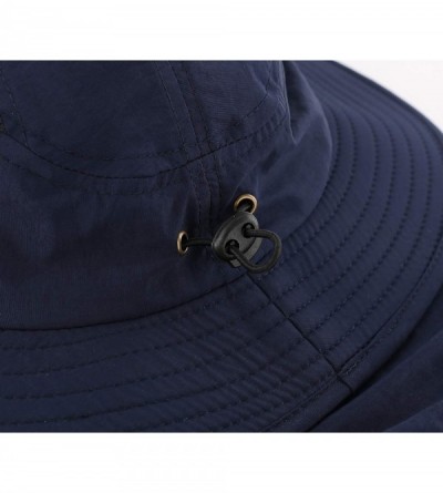 Sun Hats Mens UPF 50+ Sun Protection Cap Wide Brim Fishing Hat with Neck Flap - Navy Blue - CL18O043T5G $14.45