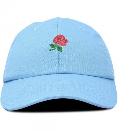 Baseball Caps Women's Rose Baseball Cap Flower Hat - Light Blue - CC18OSW8CW2 $14.85